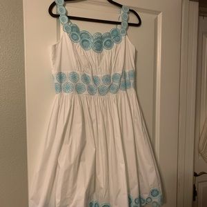 Antonio Melani white and blue dress 12 like new